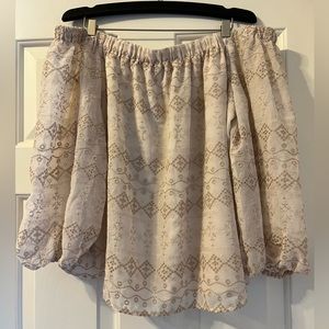 BNWT Express Off-Shoulder Embroidered Large Top